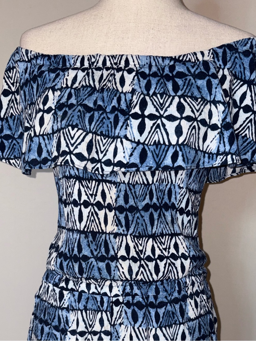 Michael Kors Batik Print Off The Shoulder Romper Size 2 - Picture 2 of 7